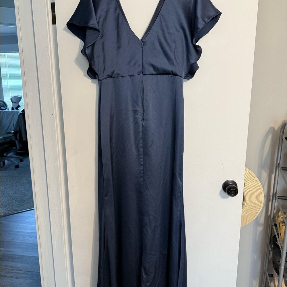 Revelry Bridesmaids Dress Gwen Satin Romantic Blue 717 Size 12 - Picture 4 of 6